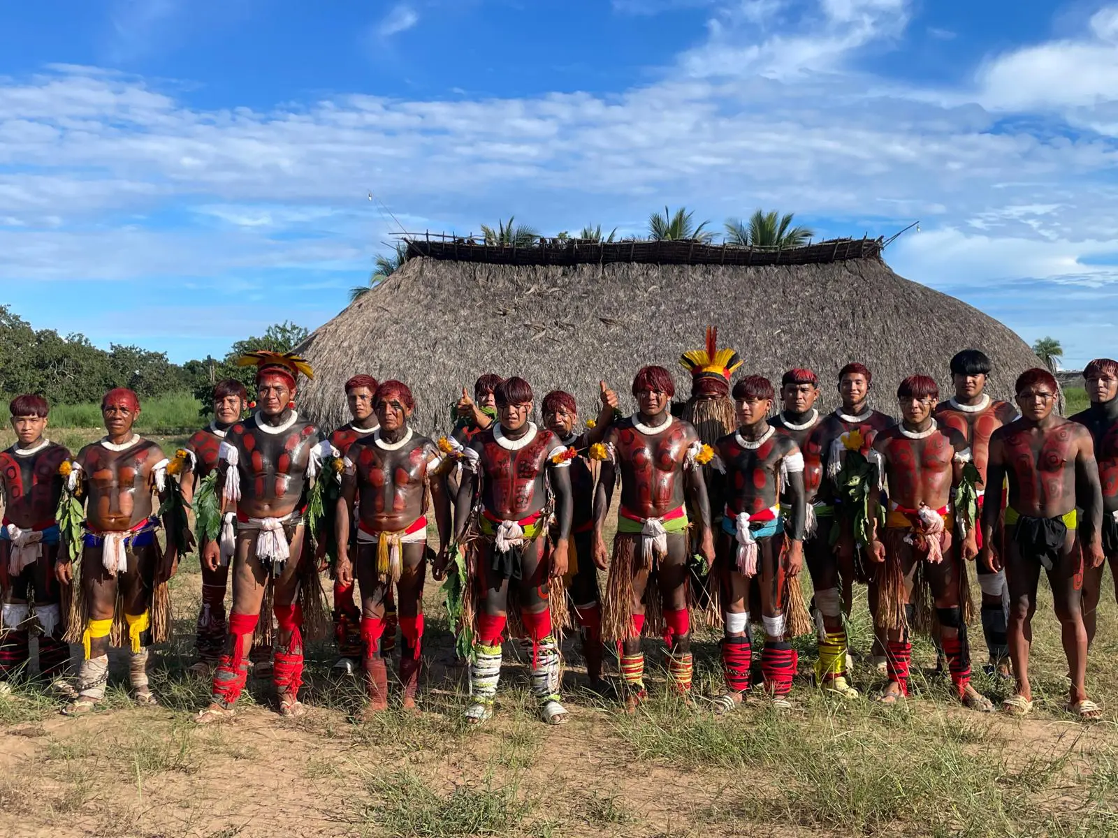 Group photo of the Kamayurá community in Brazil